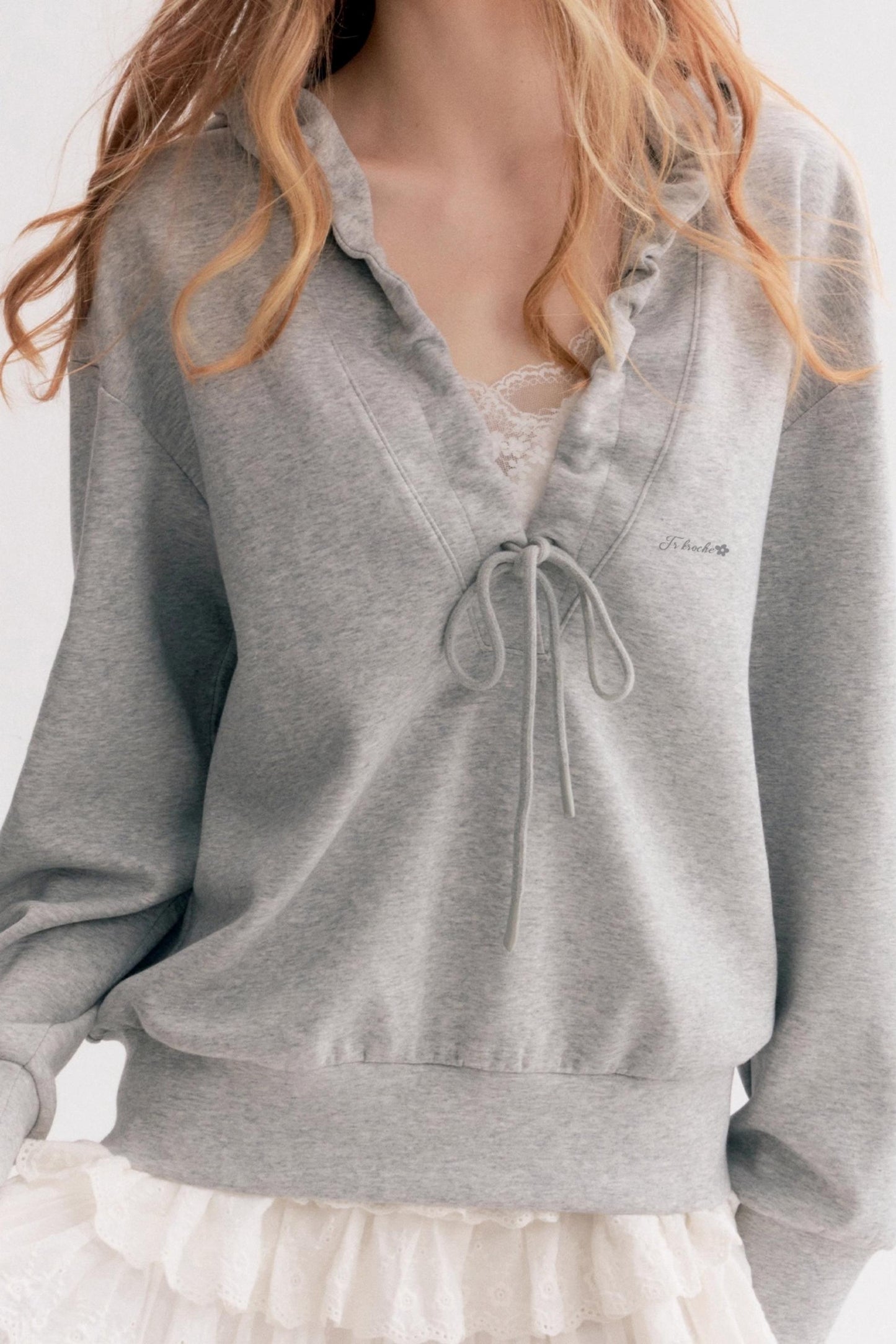 Pleated Hooded Sweatshirt Set-Up