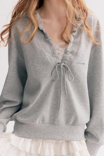 Pleated Hooded Sweatshirt Set-Up