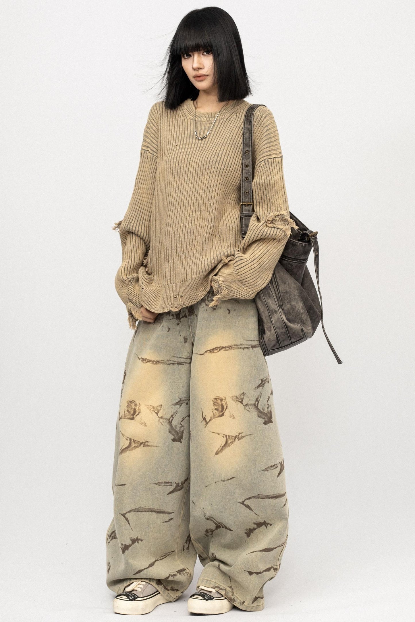 Vintage Distressed Black Sweater