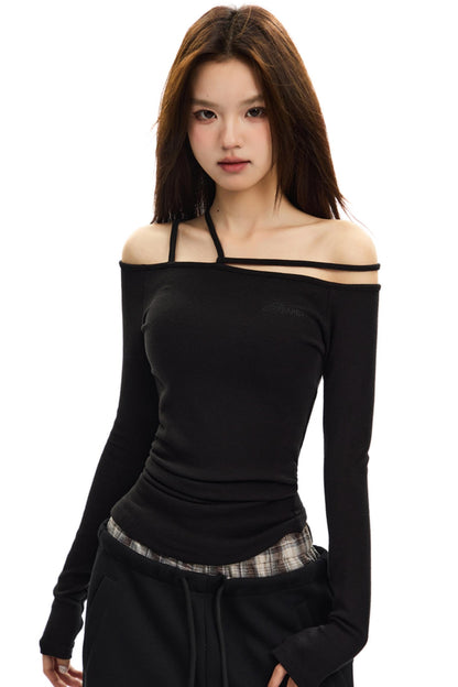 Irregular Design Shirred Waist Top