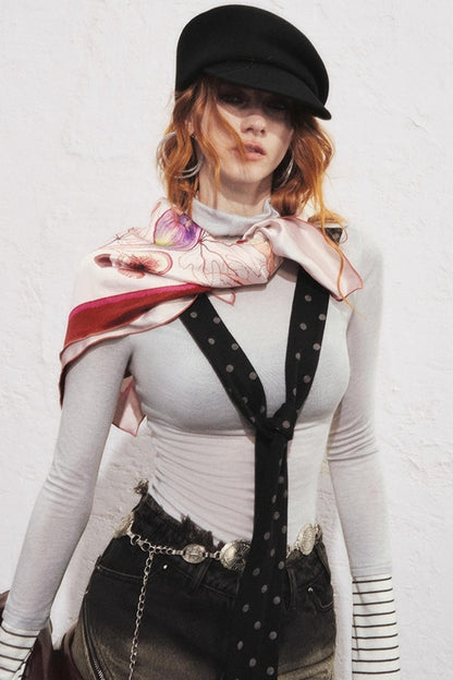 Watercolor Begonia Satin Scarf