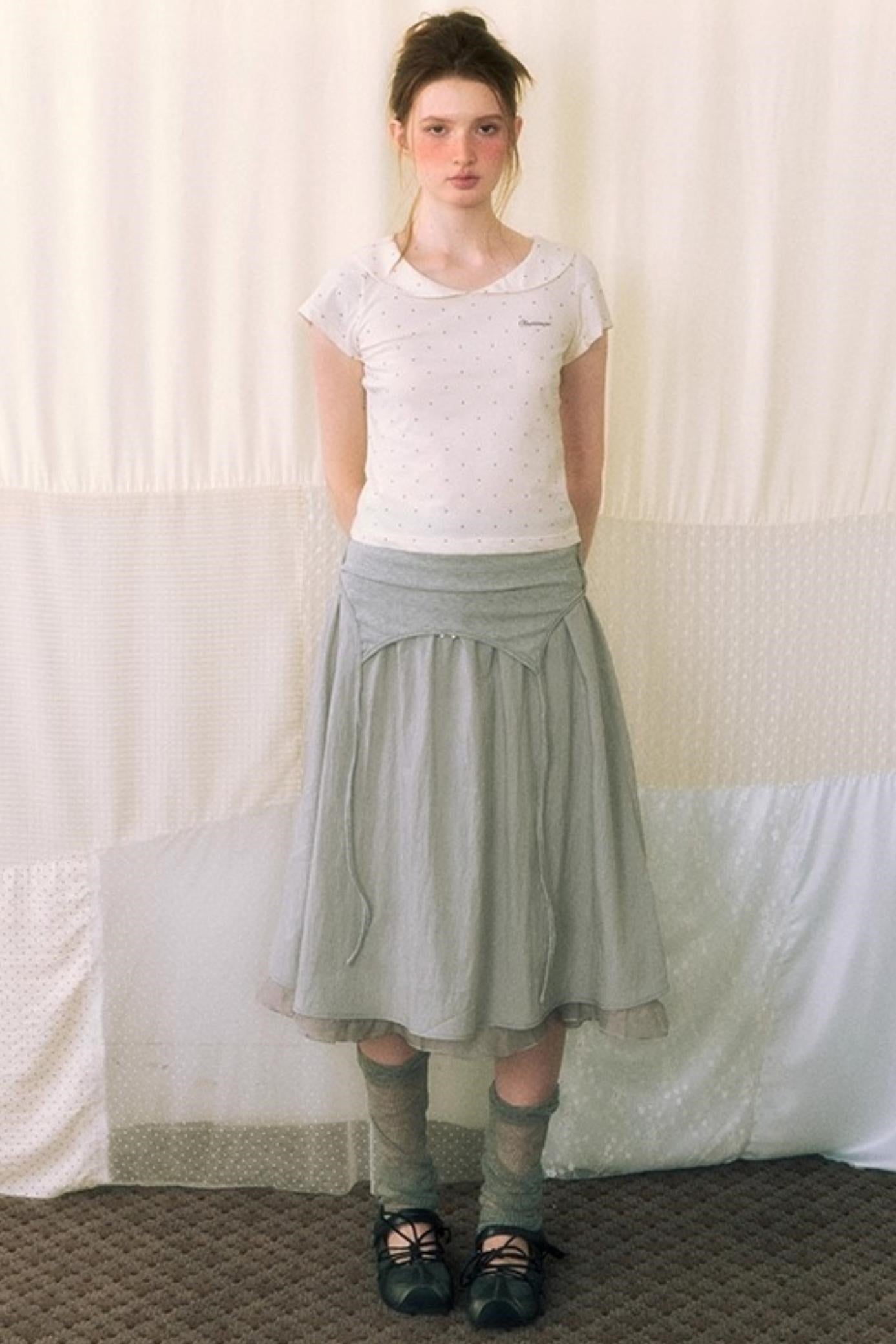 Summer Polka Dot Doll Neck Tee