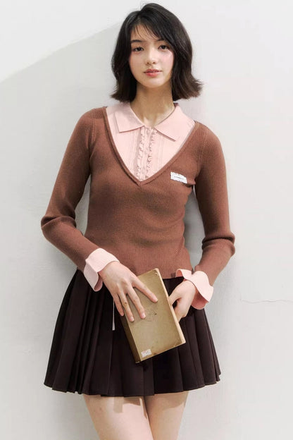 Autumn Knitted Polo Top