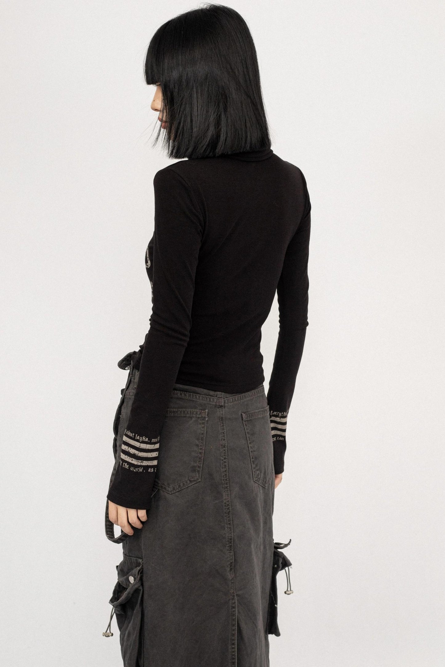 American Vintage Spice Monogram Black Long Sleeve Top