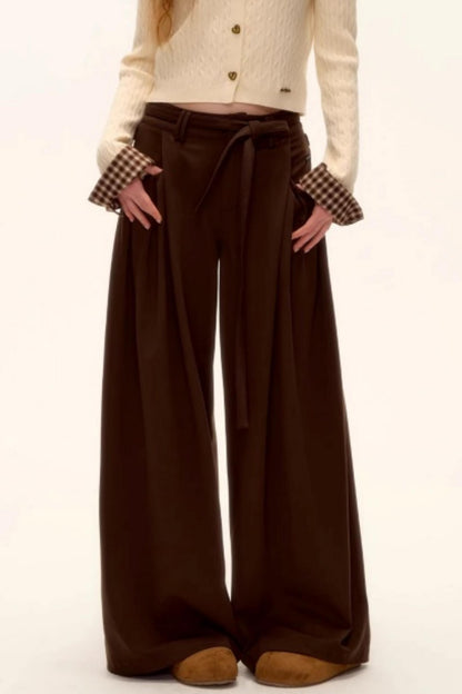 Pleated Retro Wide-Leg Pants
