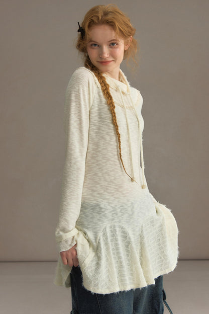 Stacked Knitted Lotus Leaf Long Top