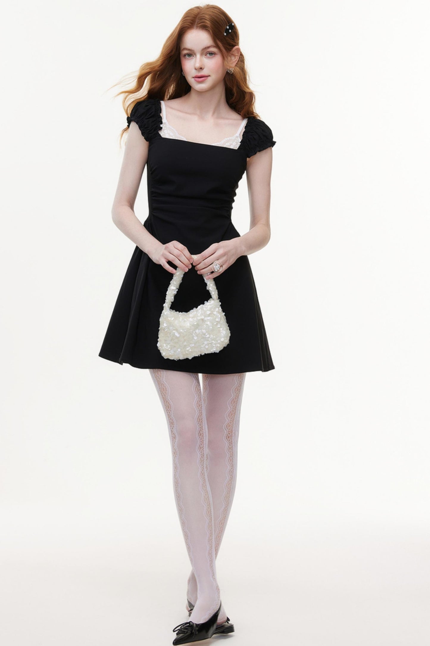 Bold Square Collar Strapless Dress