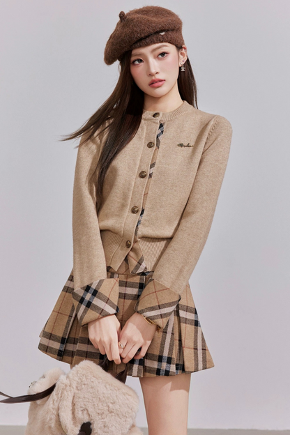 다이아몬드 패턴 패치워크 니트 세트업