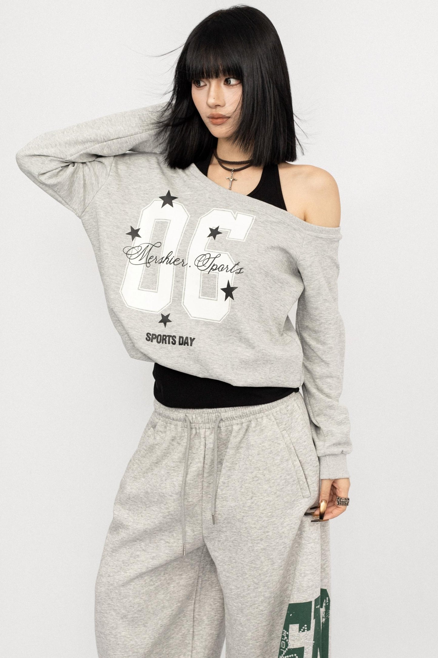 American Vintage Slanted Shoulder Loose Sweatshirt