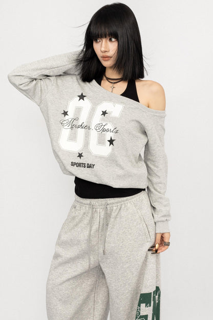American Vintage Slanted Shoulder Loose Sweatshirt