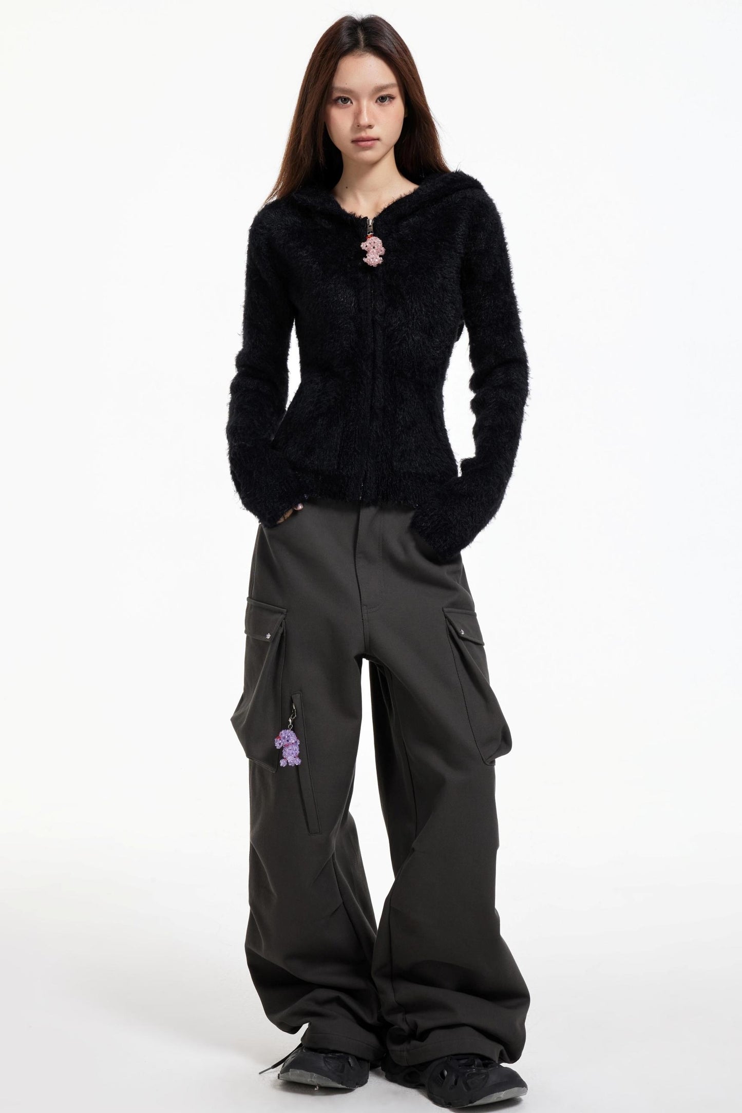 Swingable Hooded Plush Coat