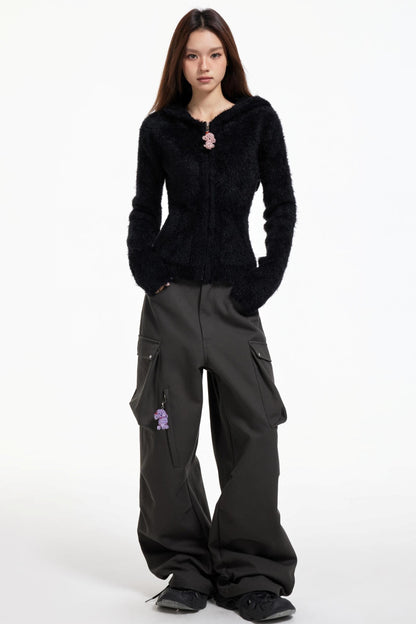 Swingable Hooded Plush Coat