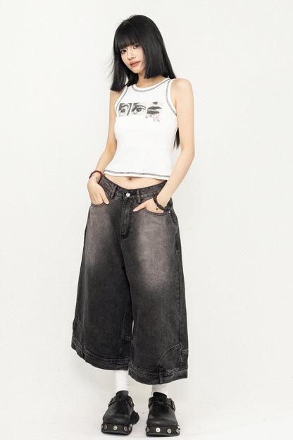 Wide-Leg Denim Pants