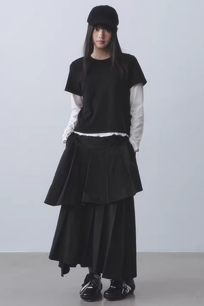 Double-Layered Pleated Skirt
