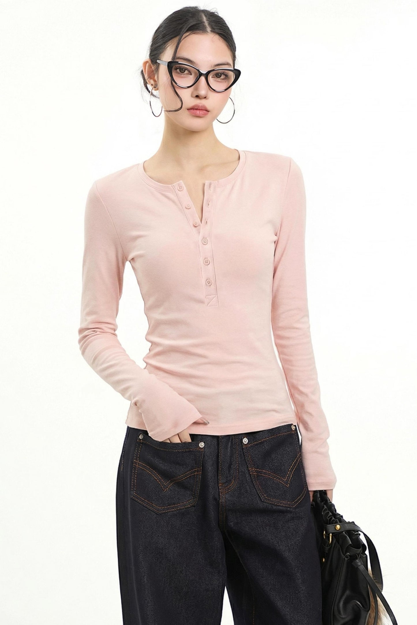 Retro Henry Collar Blouse