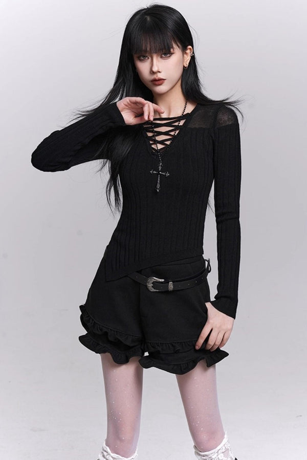 Unique Black Knit Top