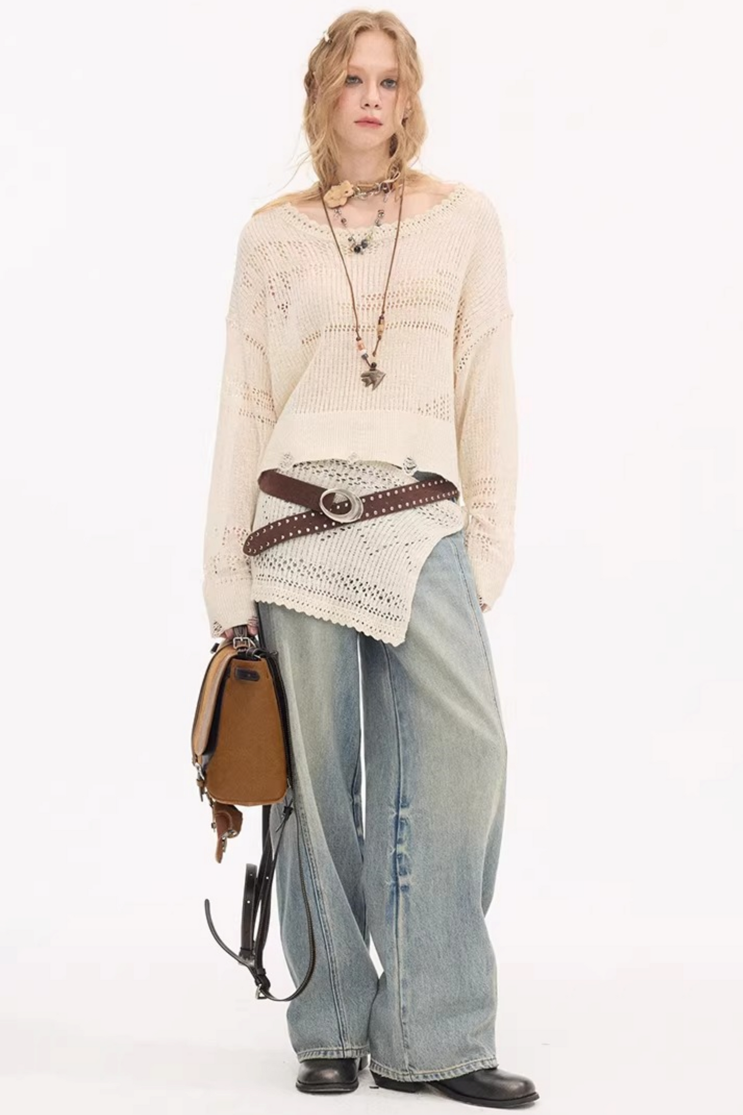 Split Hem Stretchy Denim Pants