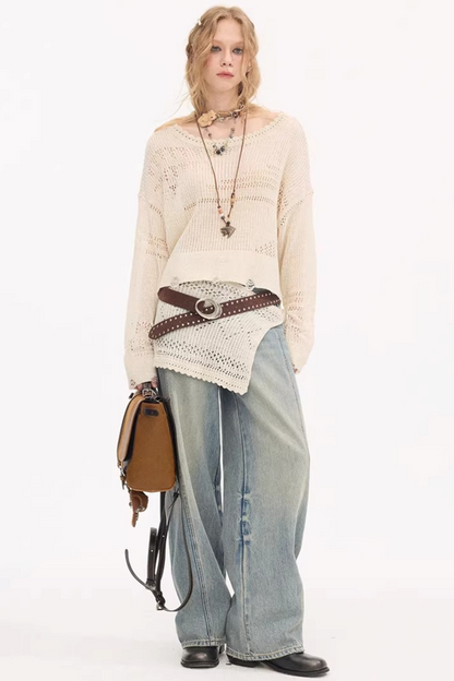 Split Hem Stretchy Denim Pants