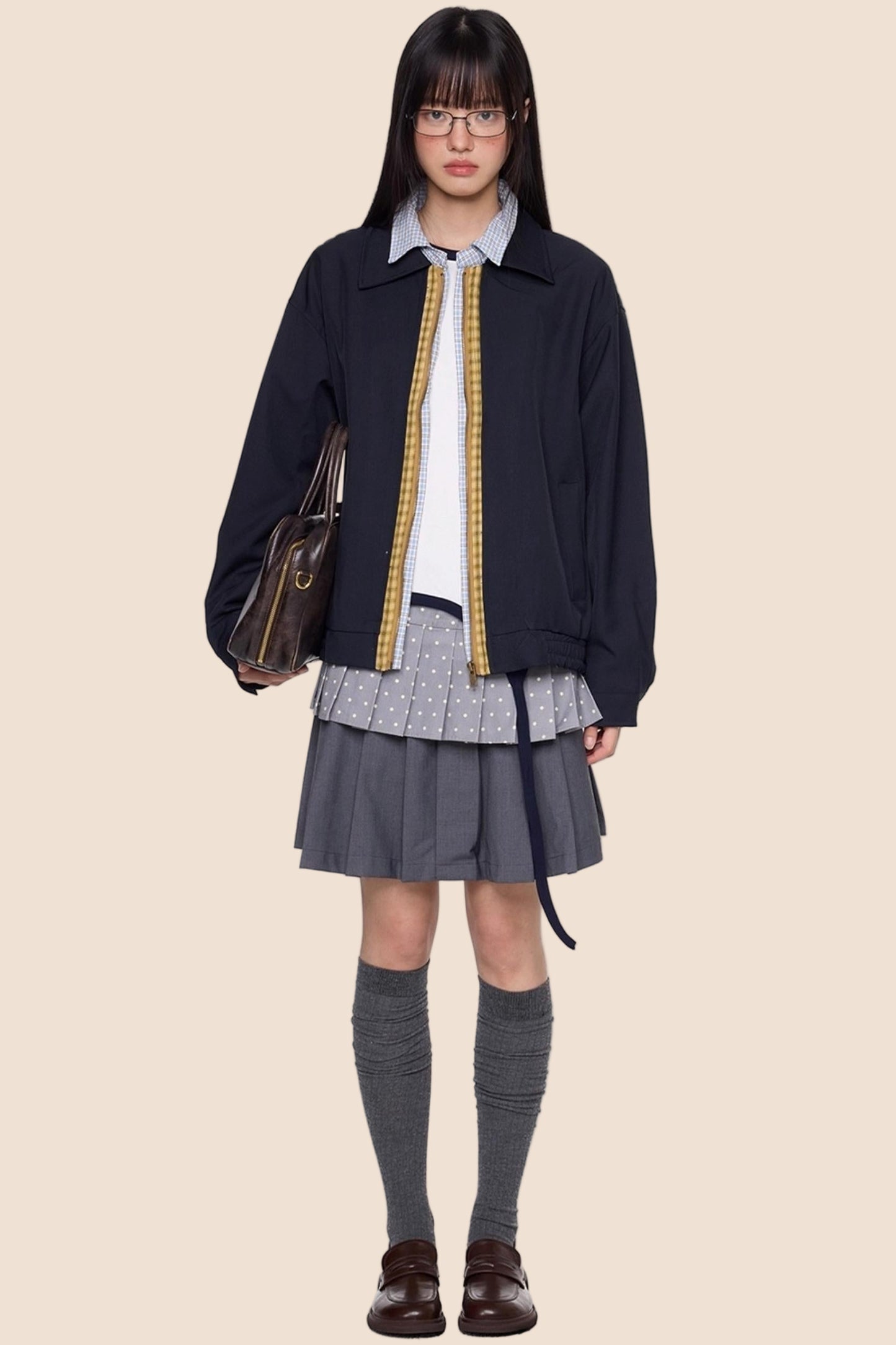 Vintage Contrast Lapel Jacket