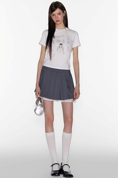 Gray A-Line Lace Skirt