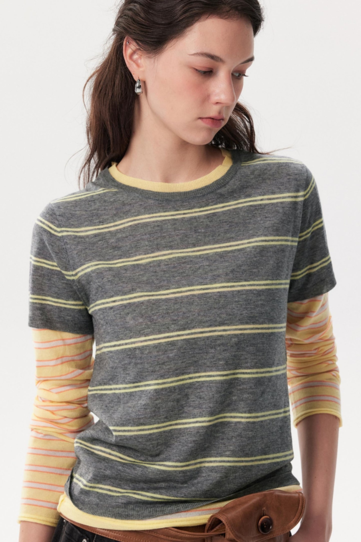 Sheep Wool Patchwork Knitted T-Shirt