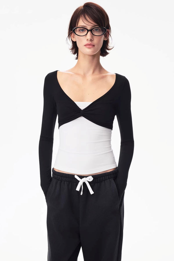 Color-Blocked Knot Design Top