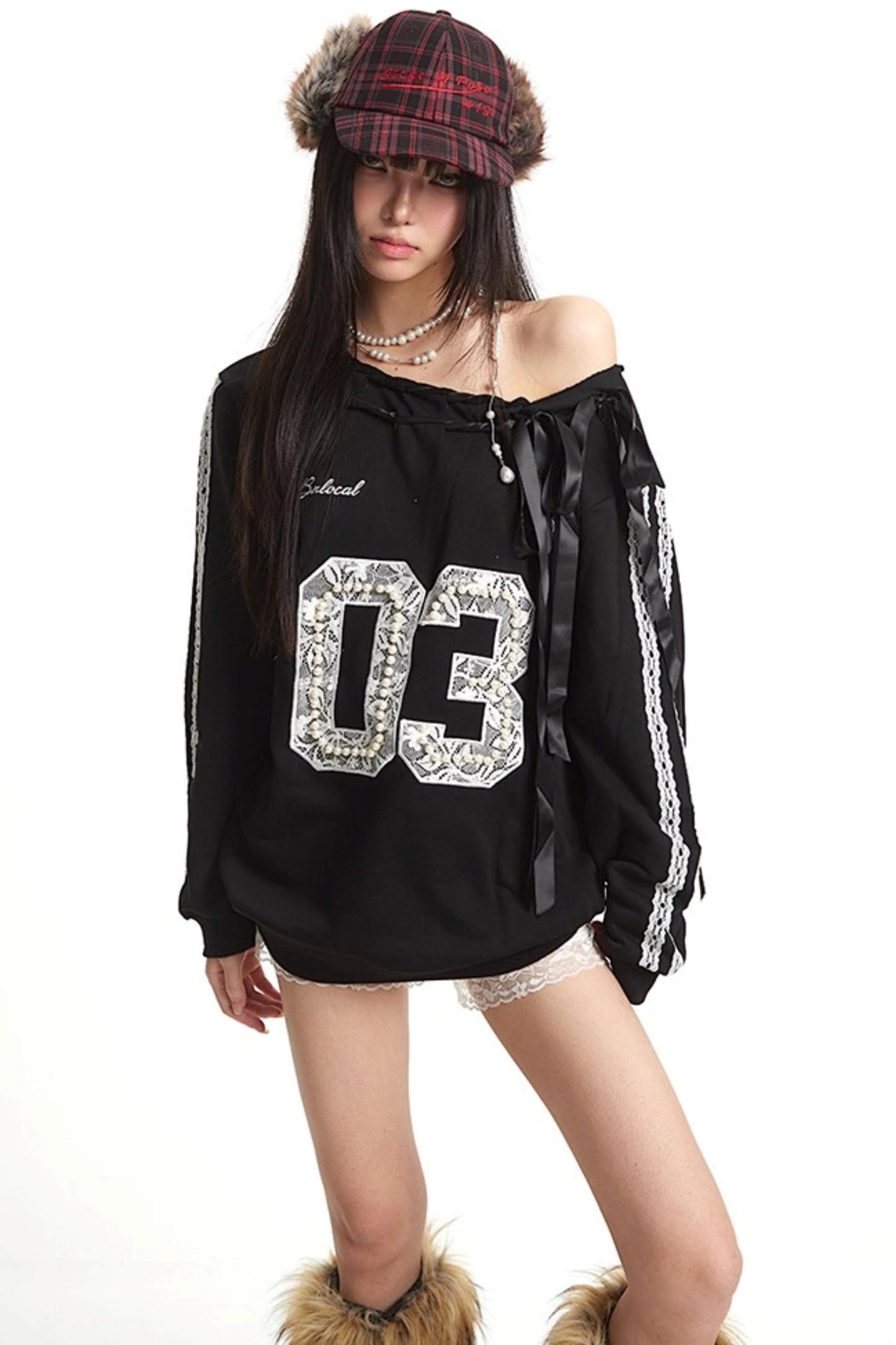 Slanted Shoulder Sweatshirt