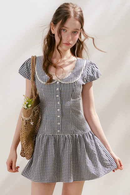 Lyocell French Lace Plaid Dress Set-Up