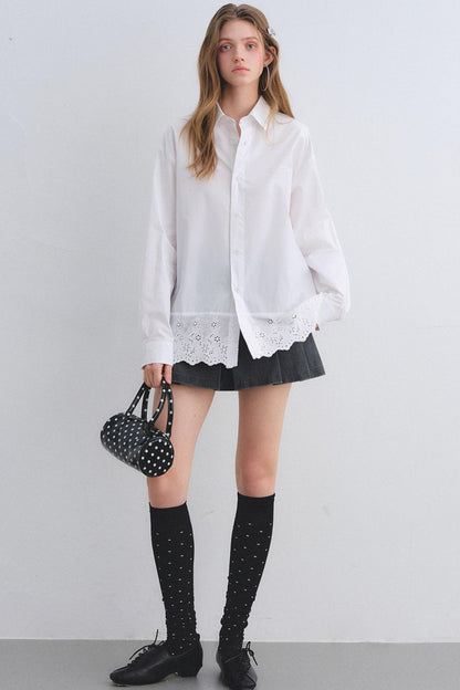 Cut-Out Embroidered Polo Shirt