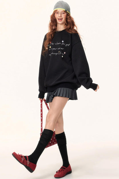 Letter Embroidered Winter Sweater