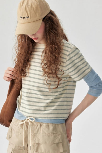 Matte Striped Cotton Top