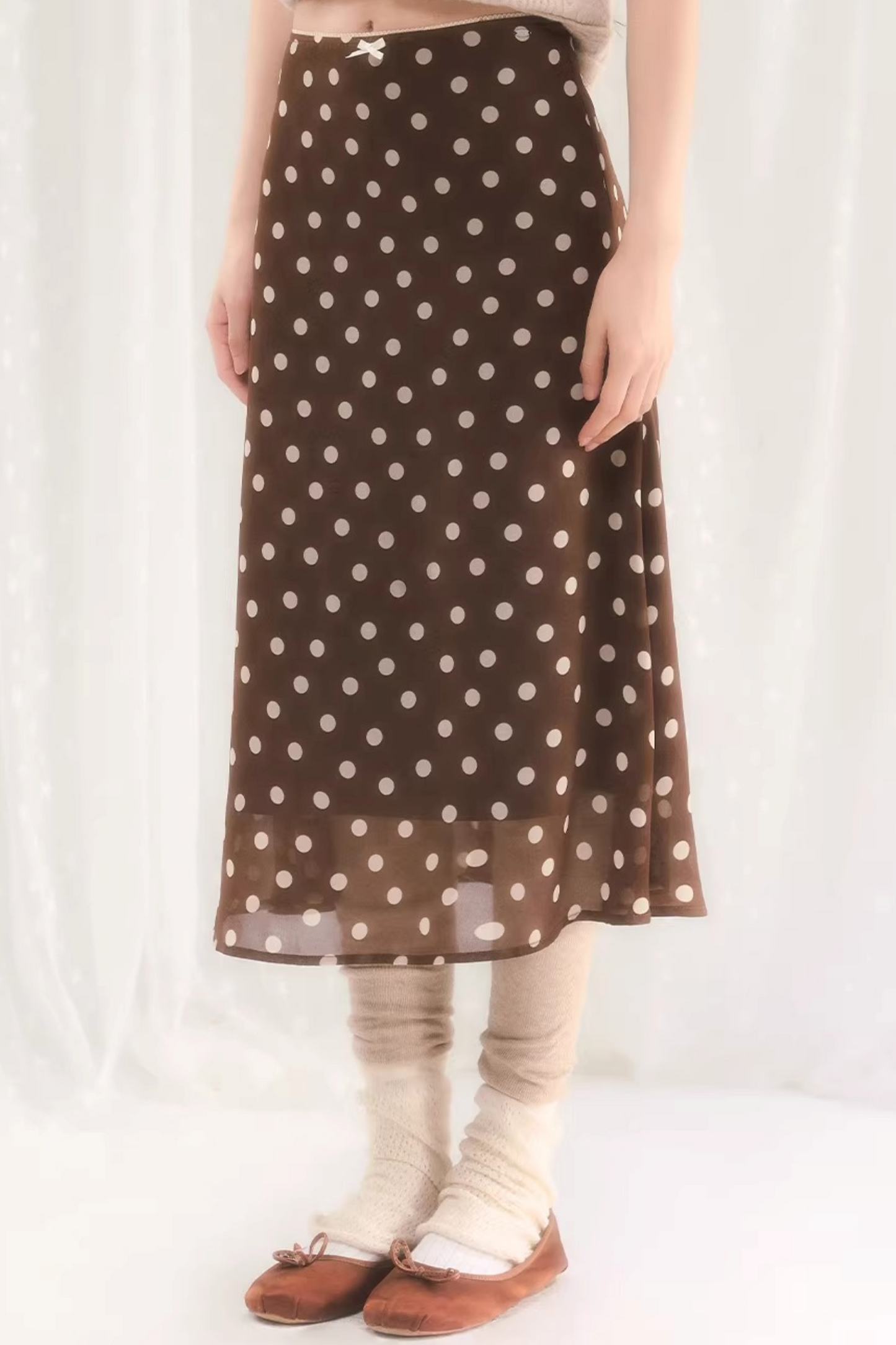 Retro Coffee Polka-Dot Skirt