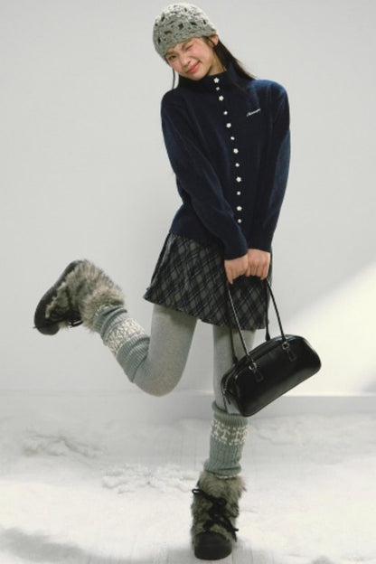 Vintage Star Button Cardigan Skirt Set-Up