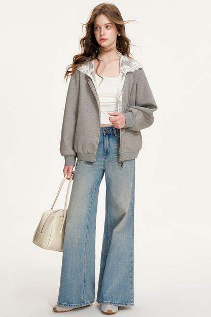 Lace Patchwork Hooded Jacket