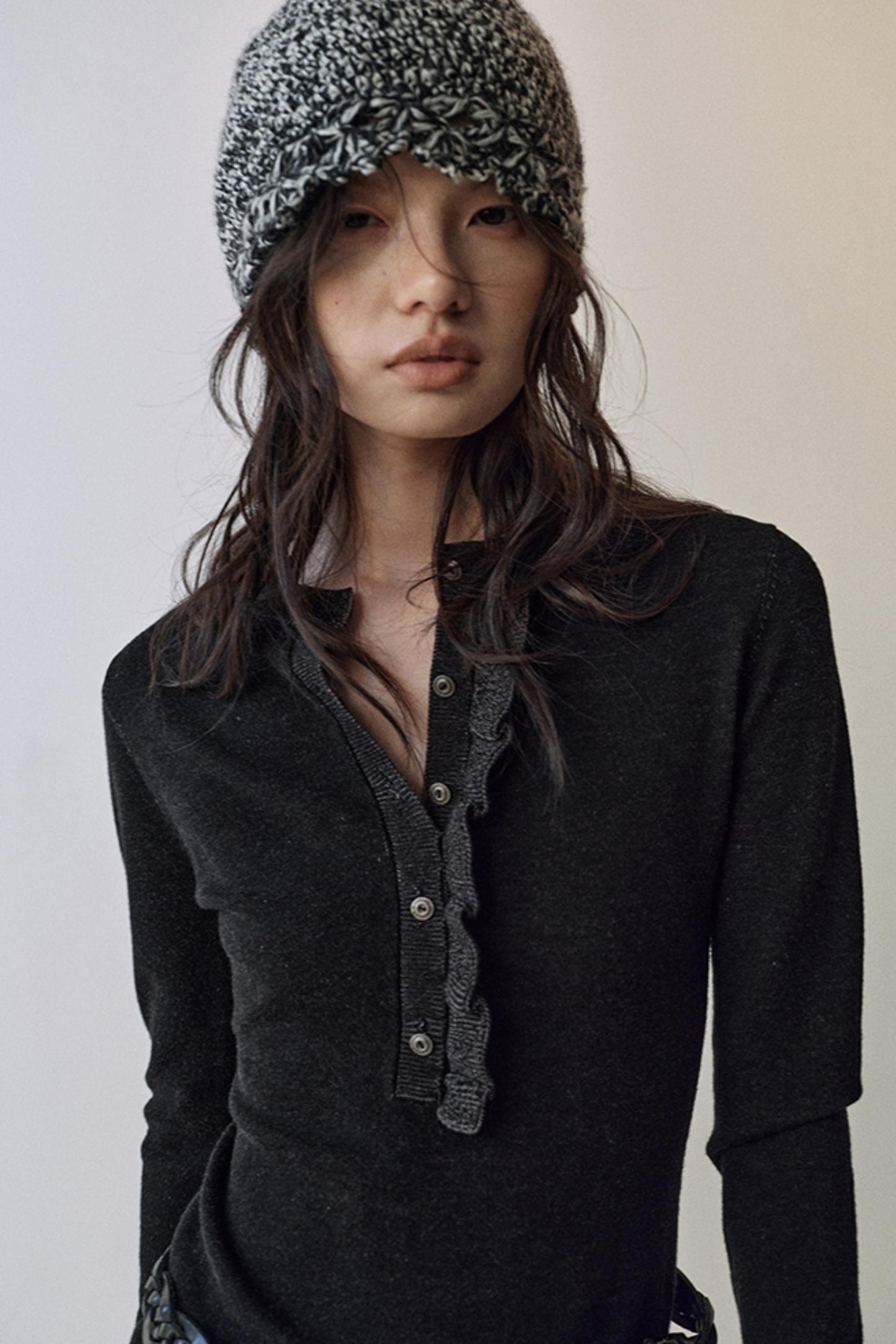 Flutter Crew Neck Knit Top