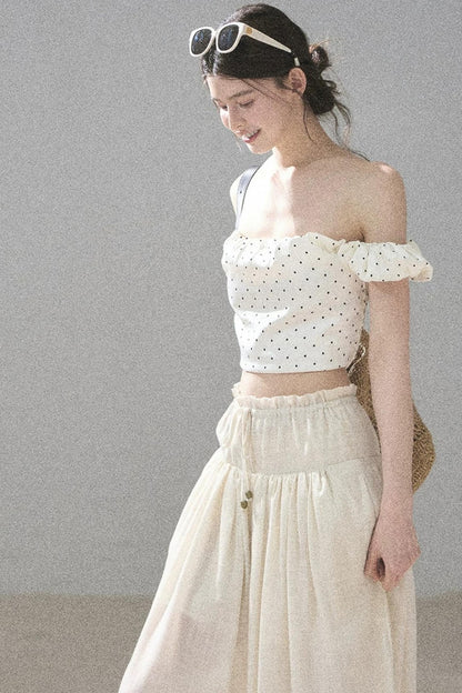 Youthful Plaid Off-Shoulder Top