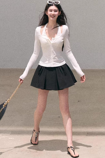 Lace-Trimmed Halter Camisole