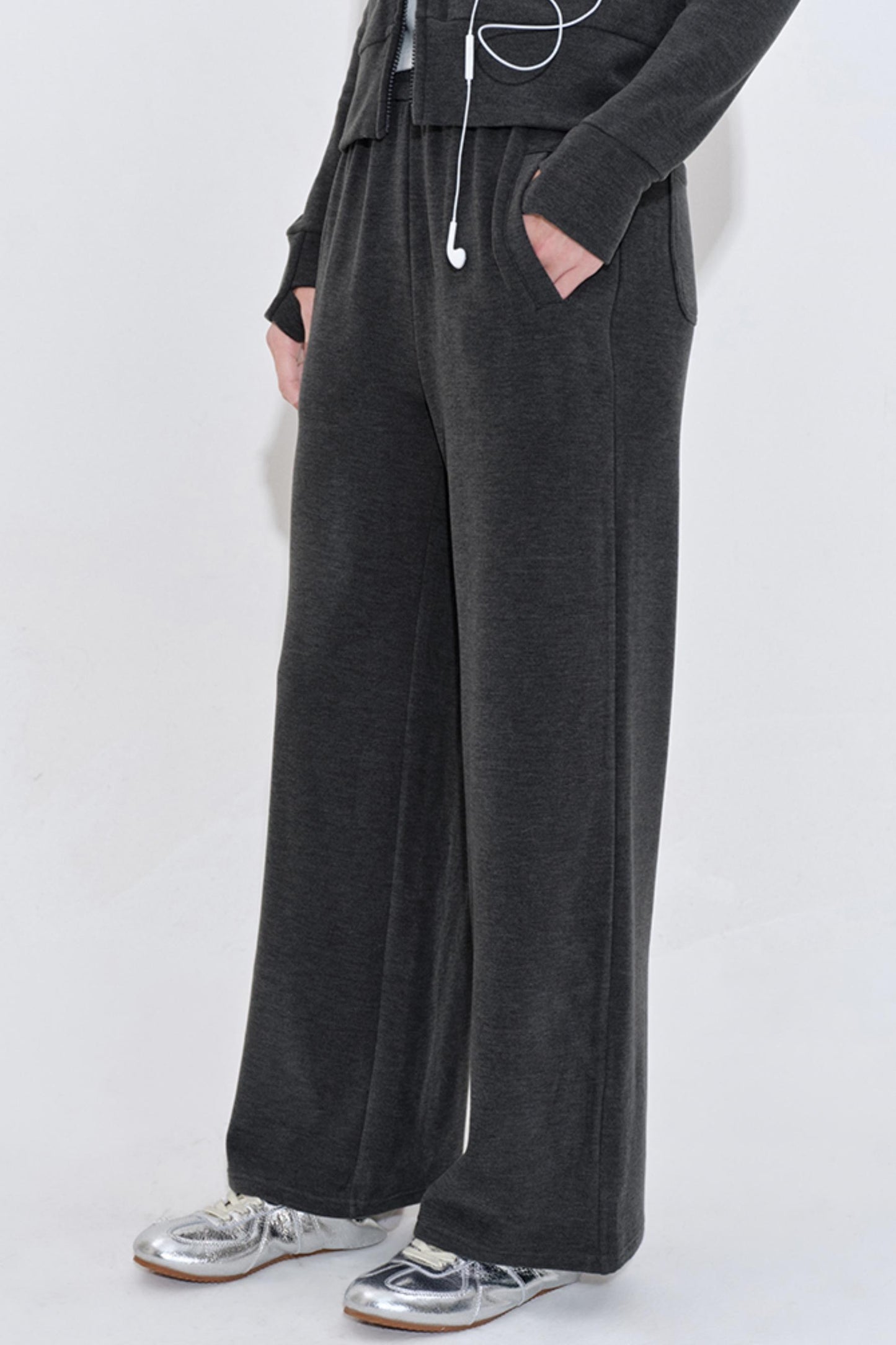 Elastic Waist Wool Blend Slacks