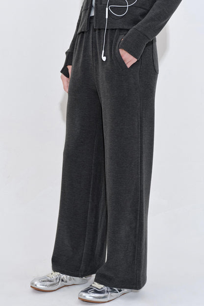Elastic Waist Wool Blend Slacks