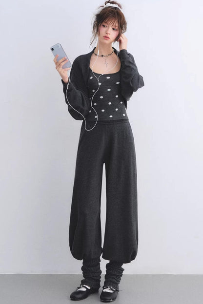 Lyocell Polka Dot Cardigan Set-Up