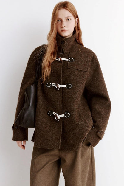 Fluffy Blend Woolen Short Coat