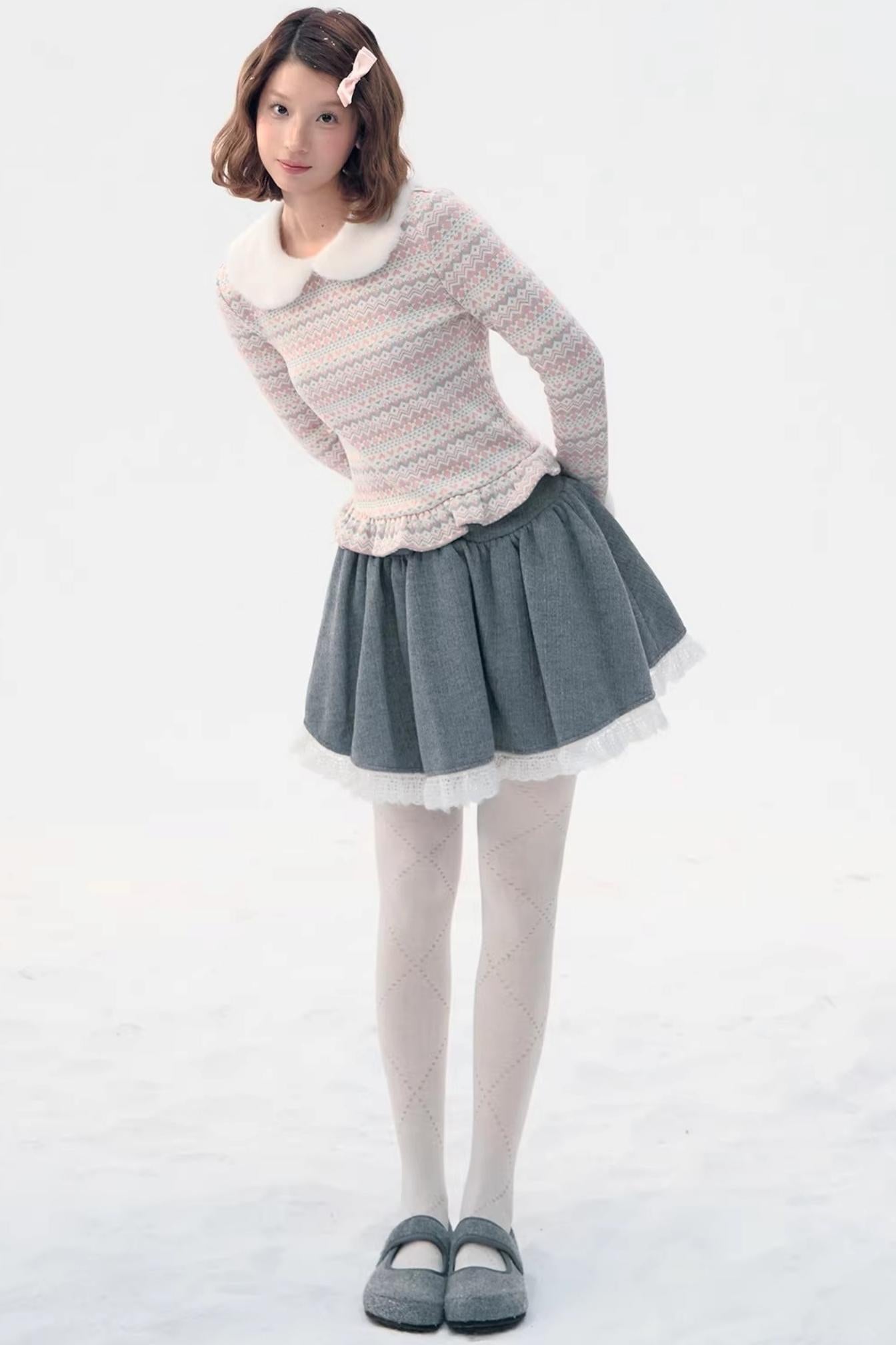 Fair Isle Polka Dot Knit Top