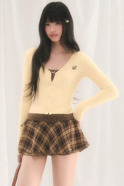 Korean Jacquard Knitted Cardigan Top