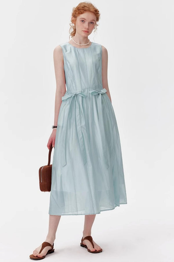 Pink And Blue Tencel A-Line Dress