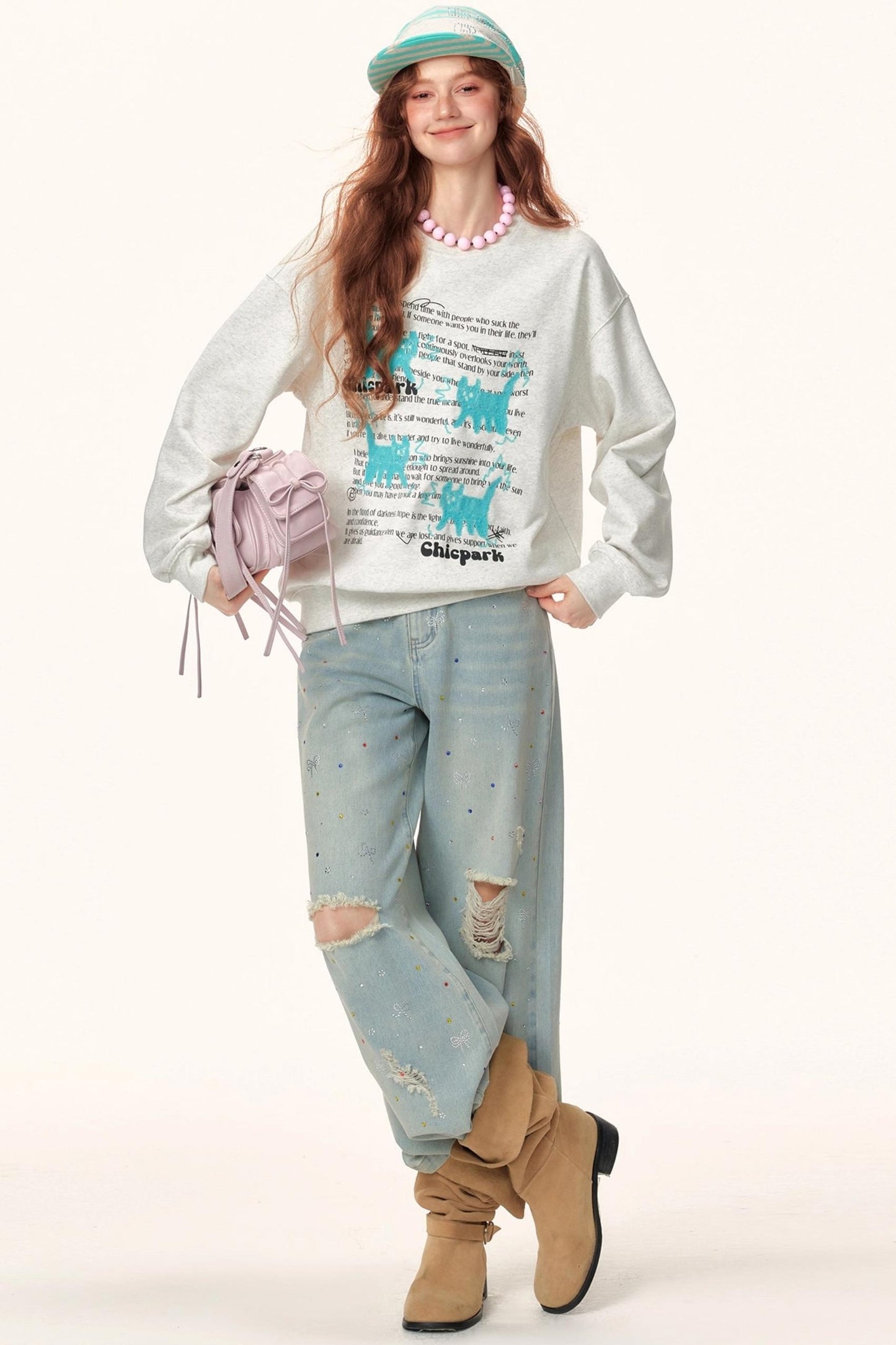 Letter Print Jacquard Sweater
