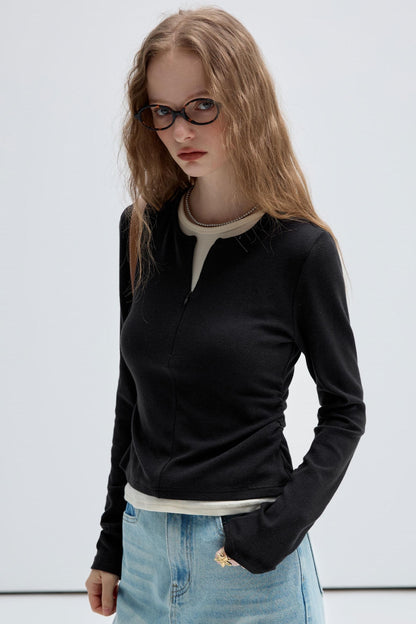 Slim Contrast Long Sleeve T-Shirt