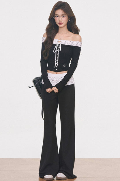 Knitted Patchwork Polka Dot Top Set-Up