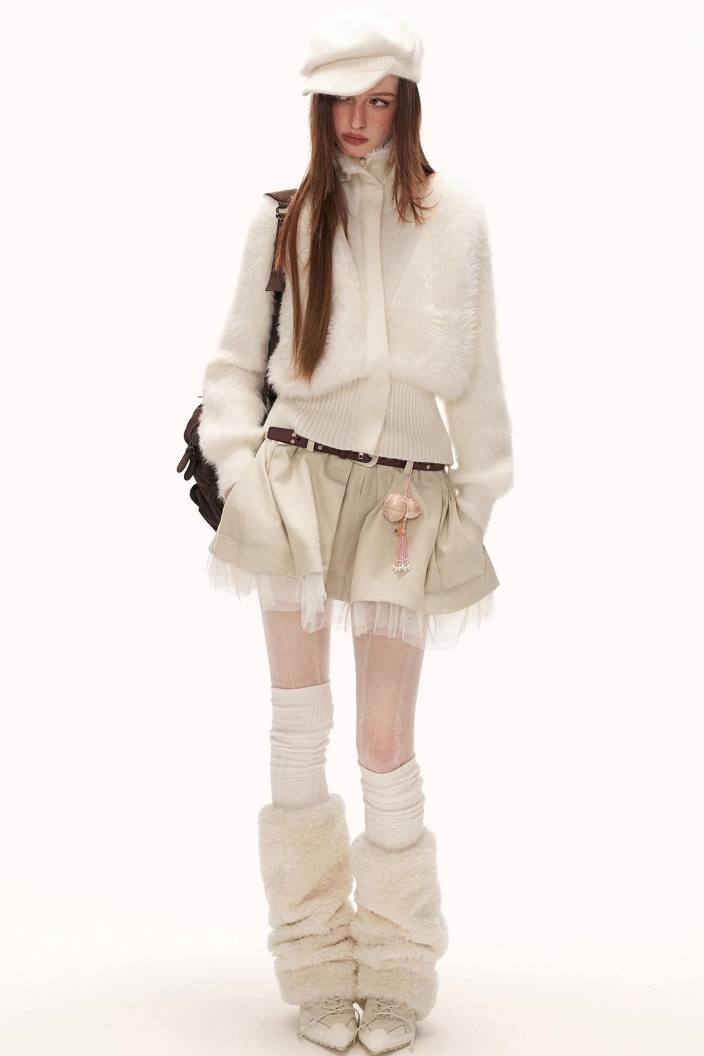 Winged White Turtleneck Sweater