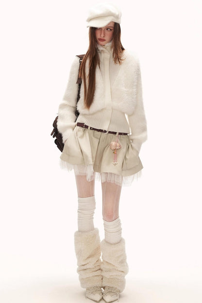 Winged White Turtleneck Sweater