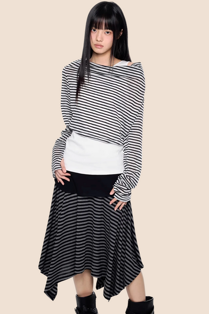 Gestreifte asymmetrische leichte Bluse